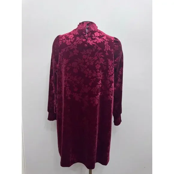 Matilda Jane Velour Burnout Melanie Shift Dress Girl’s Sz 16 Burgundy Red Party - Picture 2 of 5